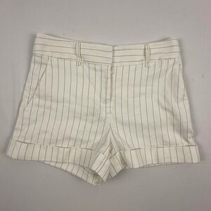Veronica Beard Ivory Navy Pinstripe Linen Blend Cuffed Shorts Size 6 Made in USA